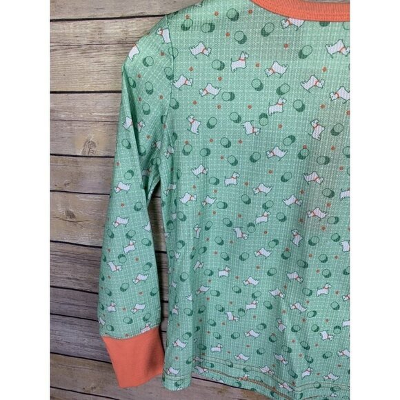 American Girl Beforever Medium 10/12 Pajama Top Green Scotty Dogs Thermal Henley - Picture 7 of 10